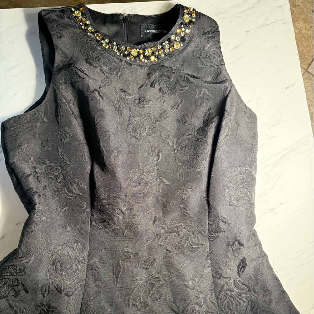 Liz Claiborne Black Dress with Gold Embellishments